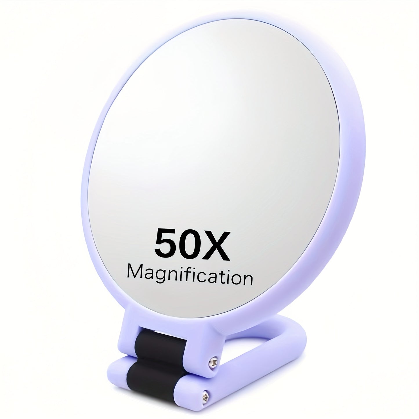 50x Magnifying Mirror with Dual-Sided 1X/50X Magnification - Portable Handheld Makeup Mirror with 360° Adjustable Handle, Foldable Travel Design, No Battery Needed - for Professional Makeup, Facial Hair, Eyebrows, Blemishes