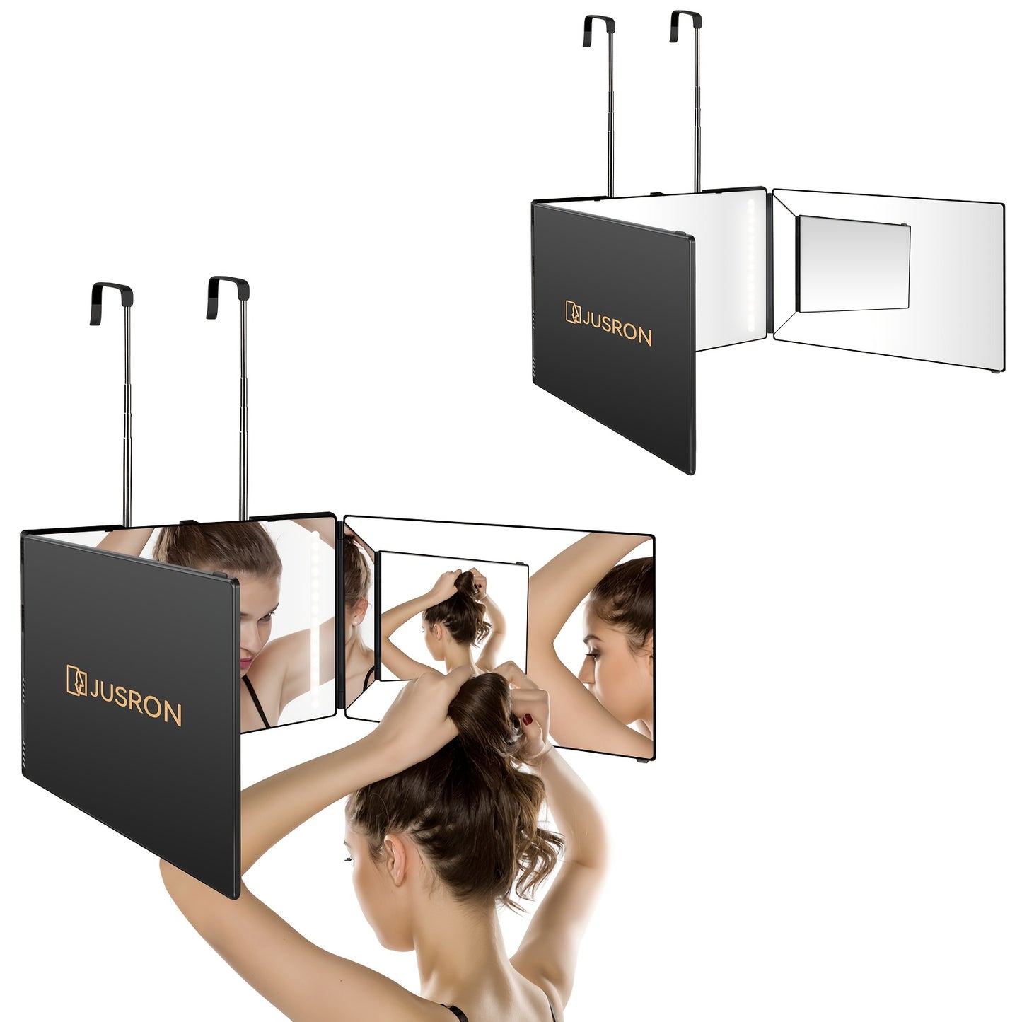 JUSRON 360 Degree Hair Cutting Mirror 3 Way Self Haircut