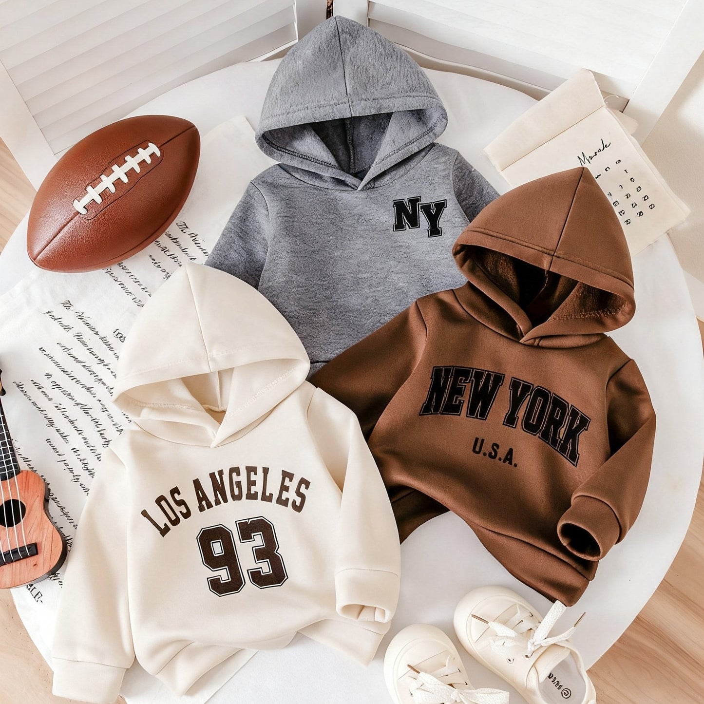BHCHNTIY 3pc Hooded Sweatshirt Set For Infants Warm Cozy
