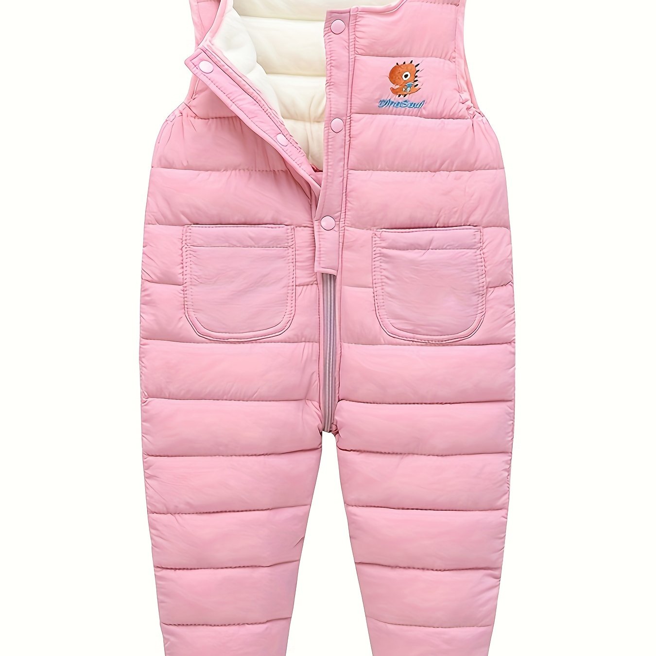 Baby's Warm Fleece Lining Snow Pants With Pockets Toddler