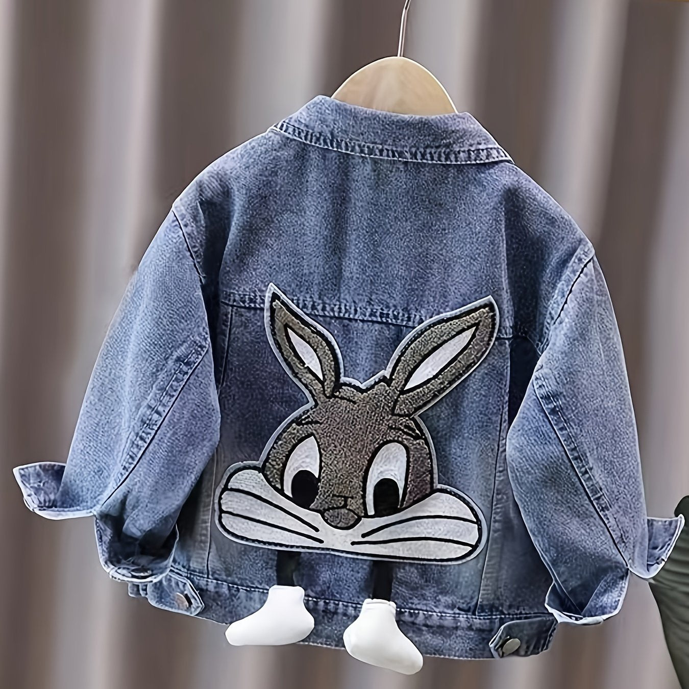 Girls 3D Butterfly Denim Jacket Loose Fit Button Up Front
