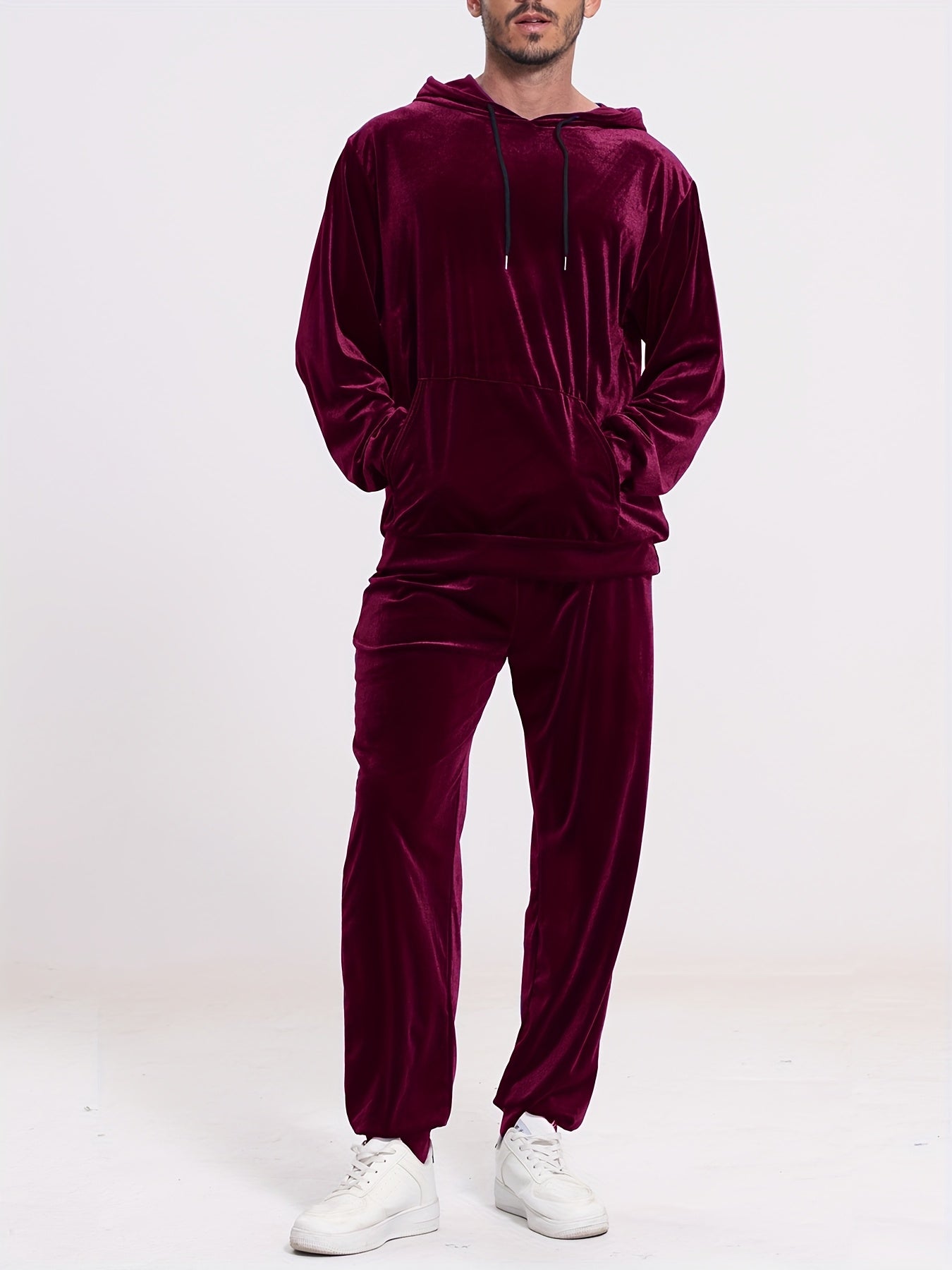 Men's Velour 2pc Hoodie And Drawstring Sweatpants Set