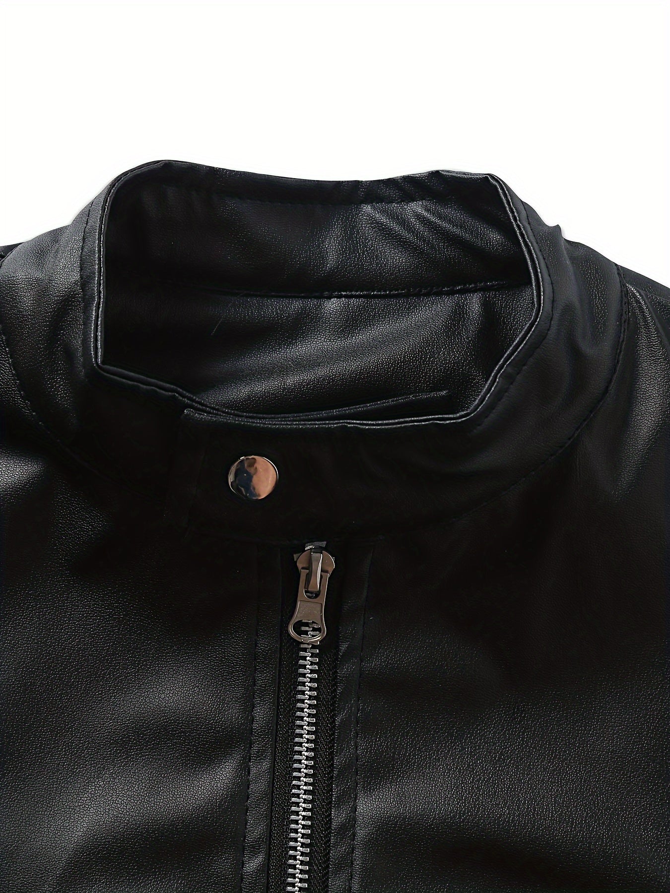 Mens Fleece Lined Motorcycle Jacket With Zipper Pockets