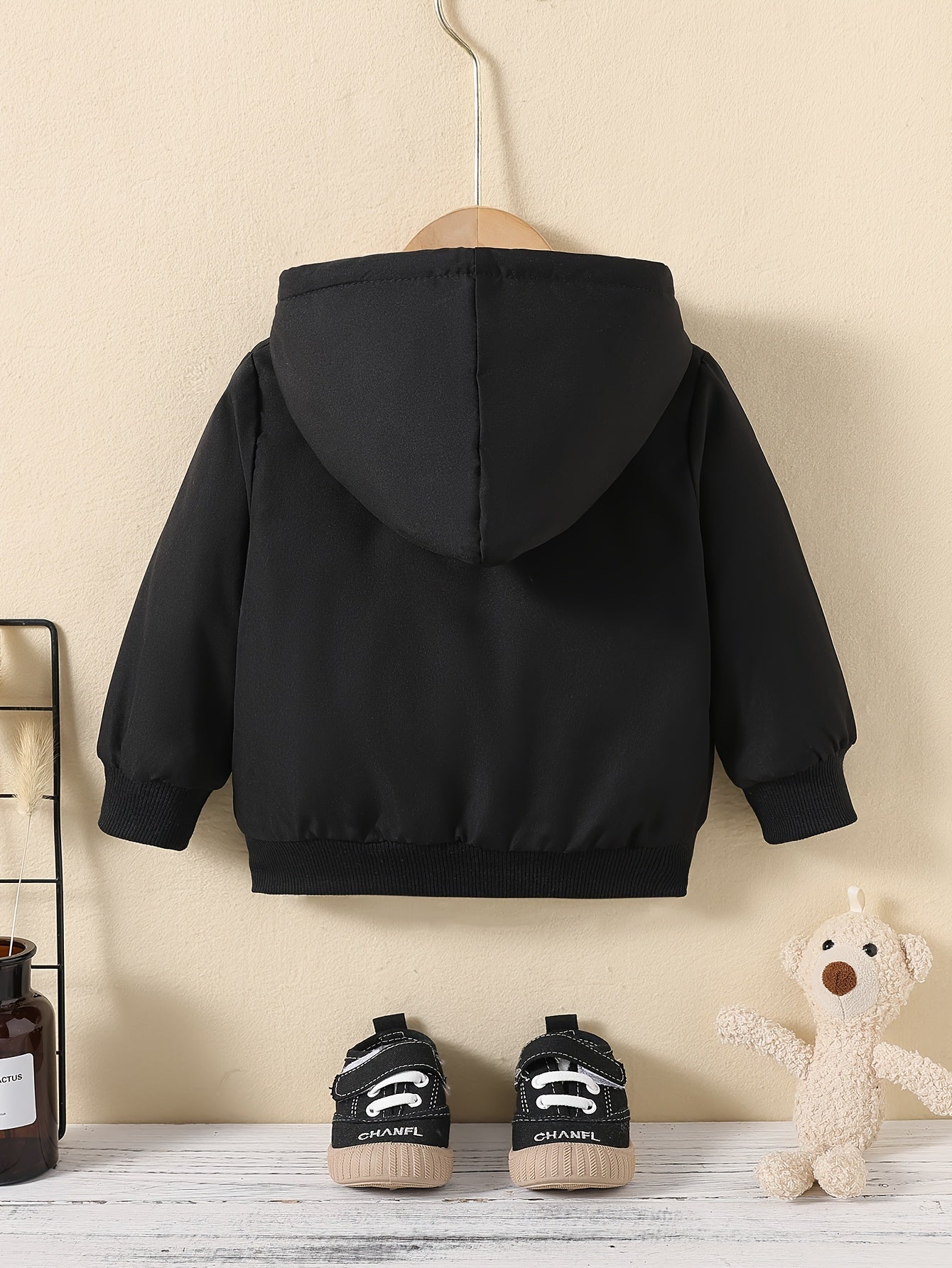 Kids Fleece Lined Hooded Zipper Coat For Toddlers And Babies