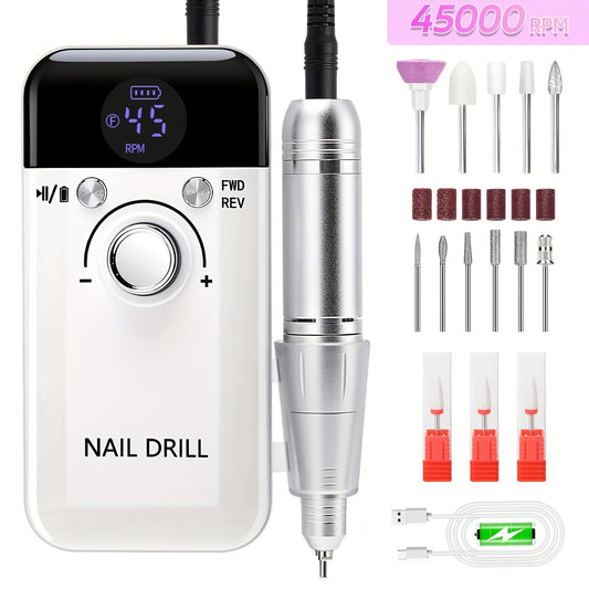 Cordless Nail Drill 45000 RPM With Digital Display USB
