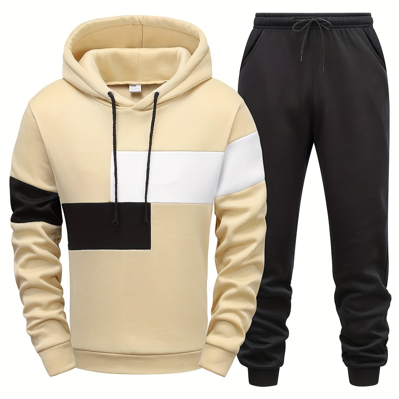 Casual Hooded Sweatshirt And Jogger Set For Men Pockets