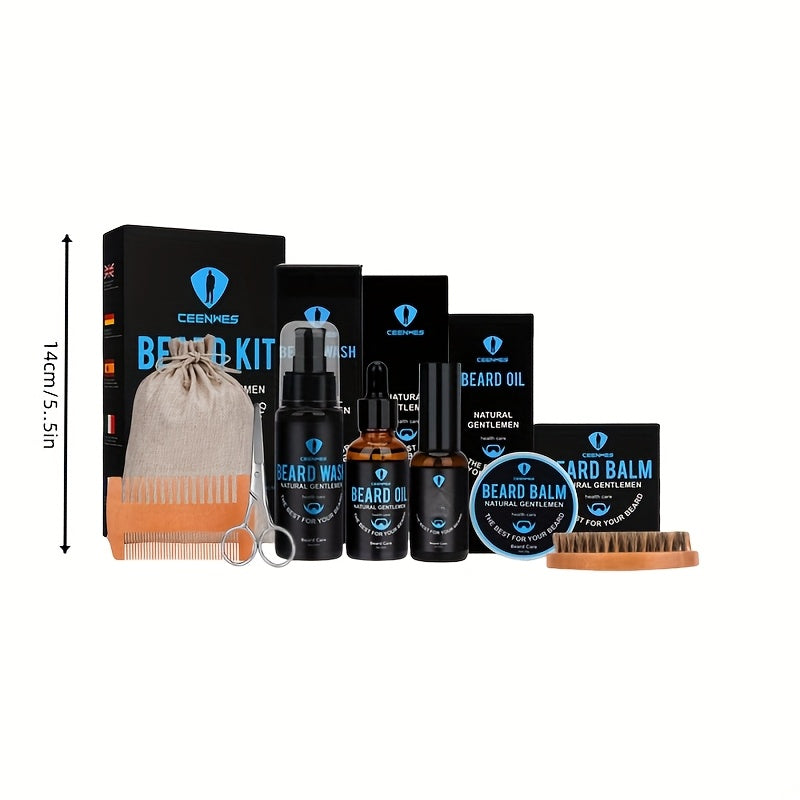 Men's Beard Care Kit and Travel Brush Set for Grooming