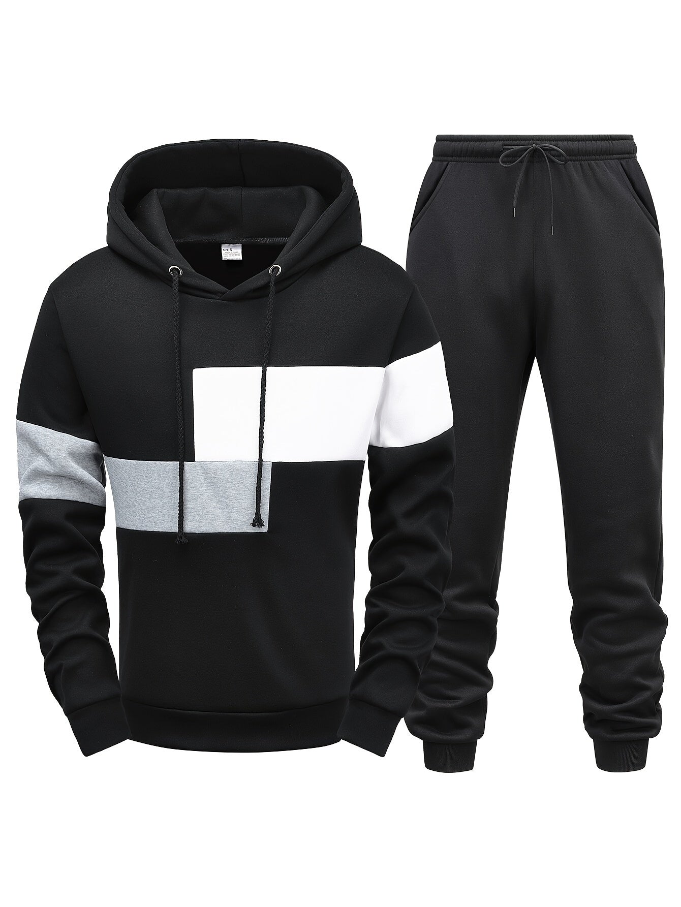 Casual Hooded Sweatshirt And Jogger Set For Men Pockets