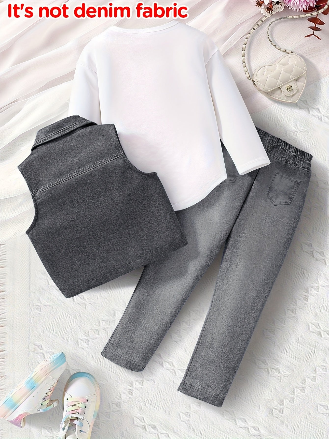 Girls Autumn Winter 3 Piece Print Set Vest And Pants