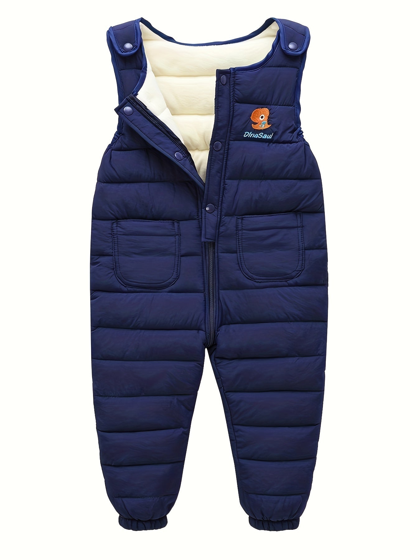 Baby's Warm Fleece Lining Snow Pants With Pockets Toddler