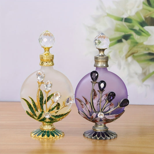 Gemstone-Encrusted Glass Perfume Bottle Essential Oil Dispenser