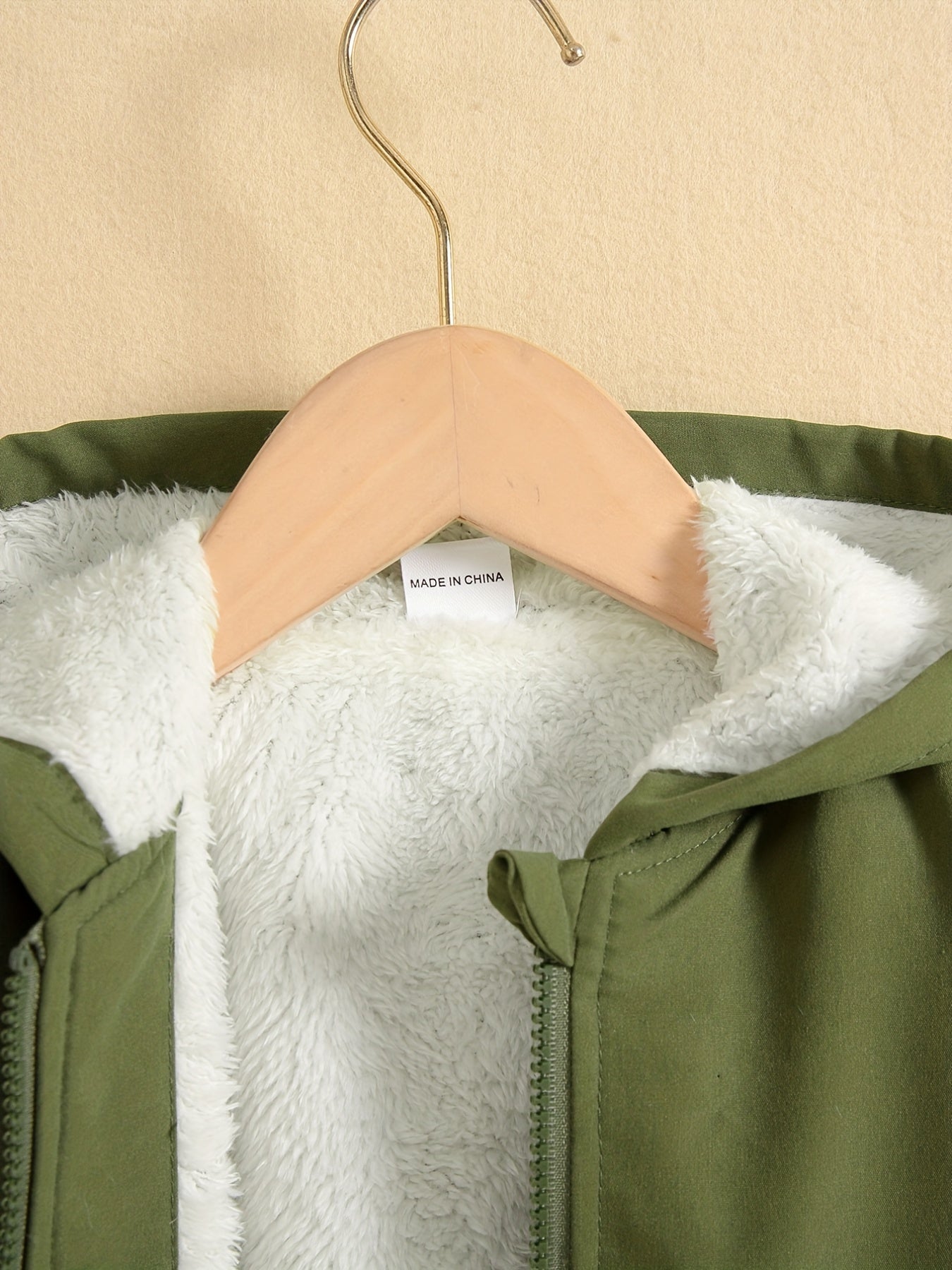 Kids Fleece Lined Hooded Zipper Coat For Toddlers And Babies