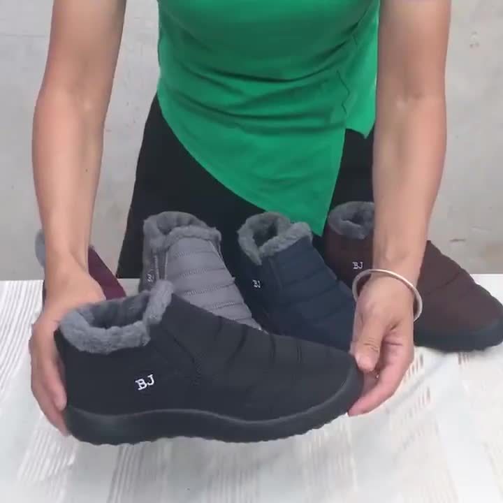Men's Snow Boots Warm Fleece Non Slip Ankle Hiking Shoes
