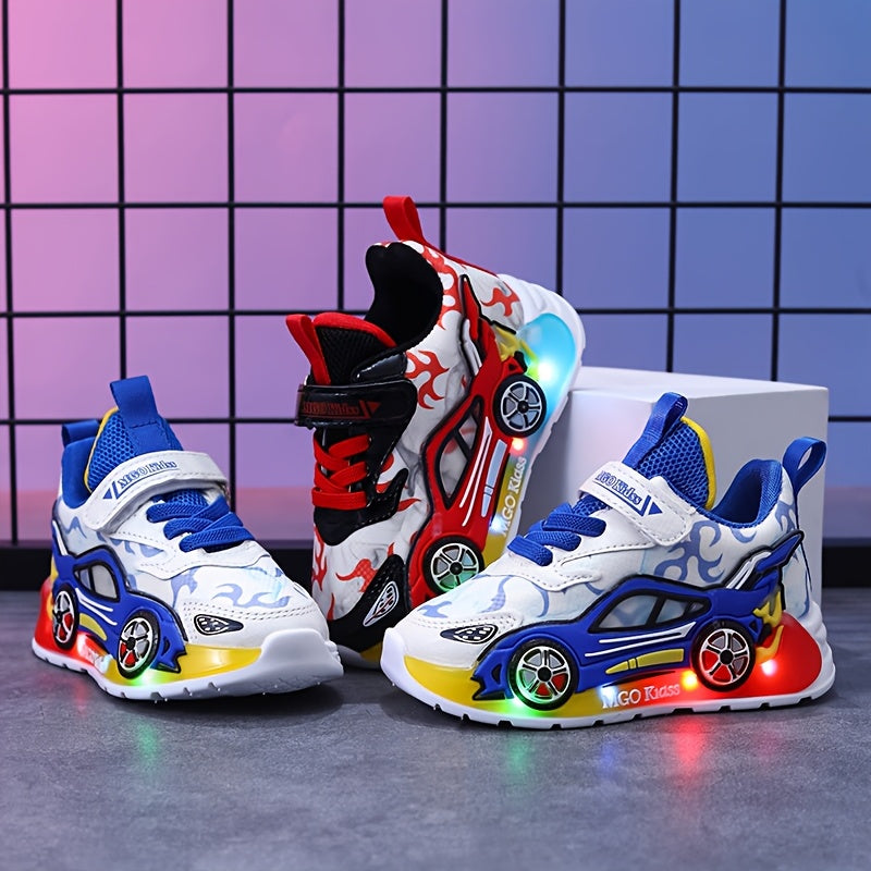 MGO Kidss Cartoon Car And Fire Truck Light Up Sneakers