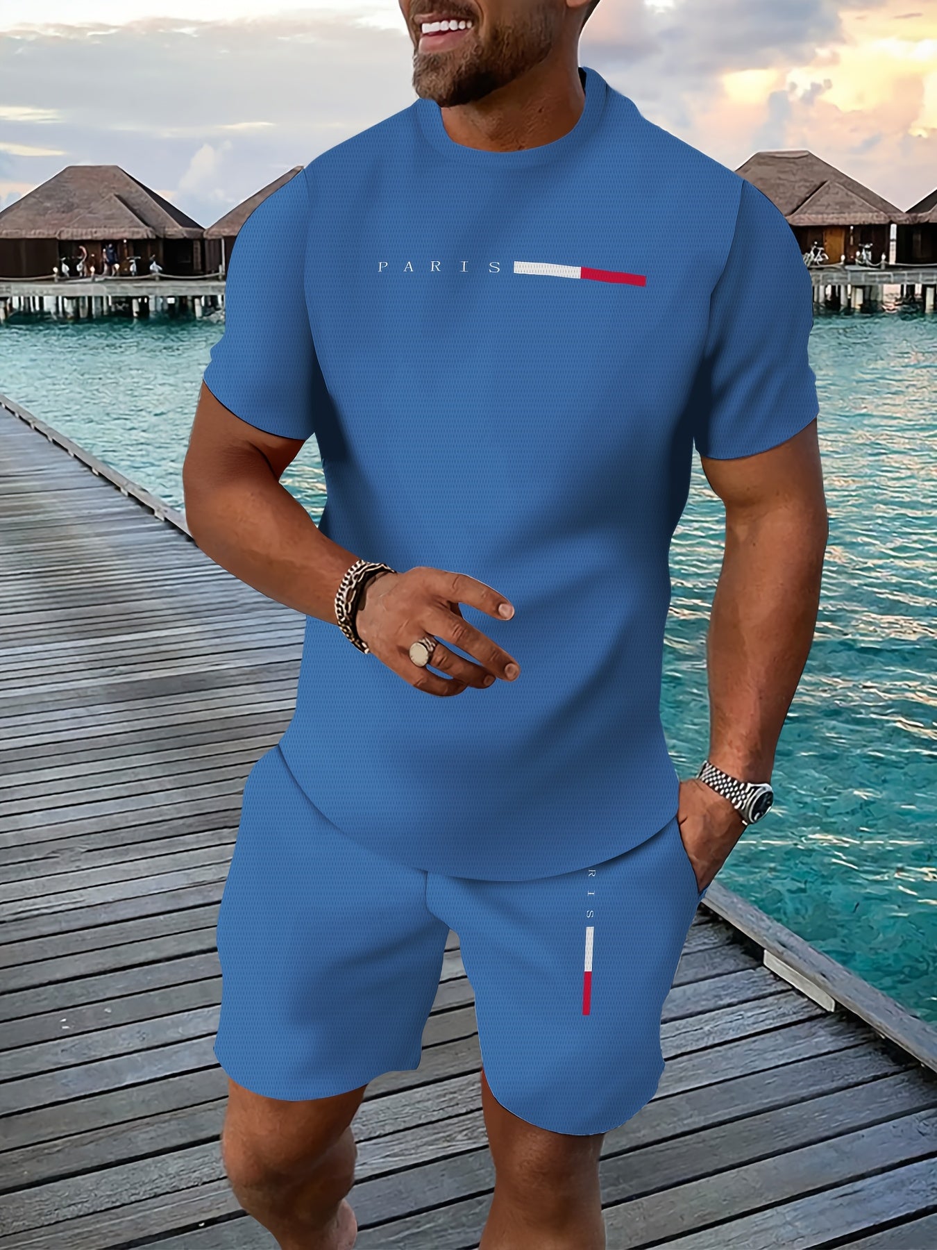 Casual Sports Suit Breathable Outdoor Casual Men's T-shirt and Shorts Suit Summer 3D Printing Suit for Adult Men