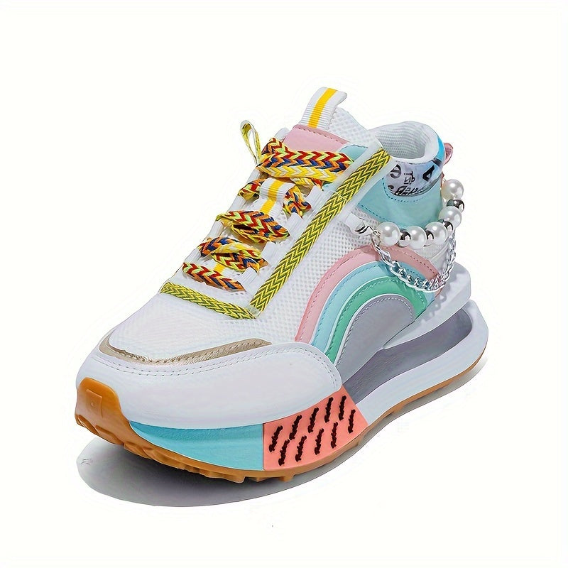 Zhongbang Womens MidTop Casual Sneakers Glitter Accents