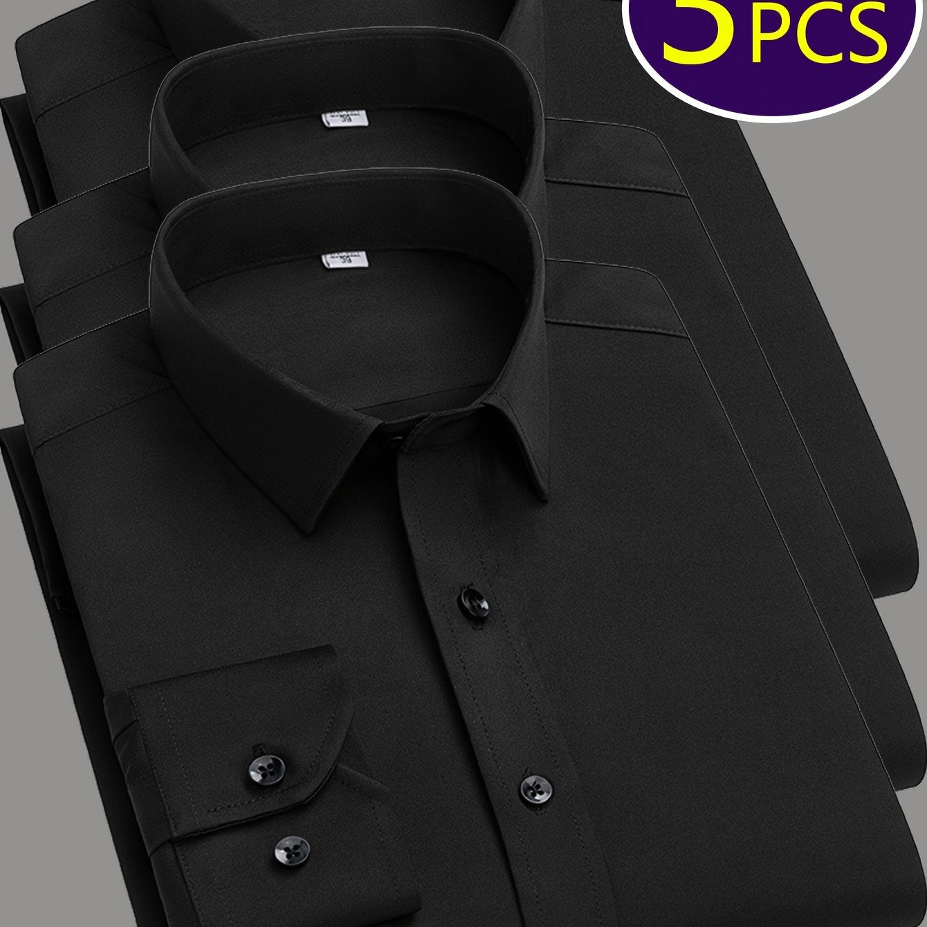 Mens Slim Fit Dress Shirts Wrinkle Resistant Polyester