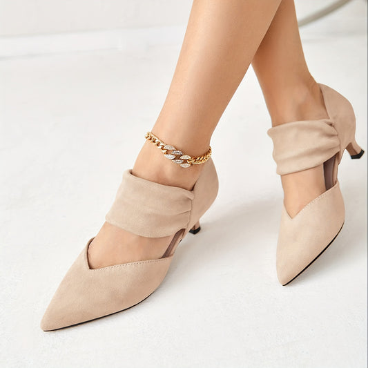 Womens Elegant Pointed Toe Ankle Strap Low Heels Party