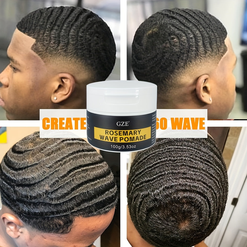 GZE Rosemary Wave Pomade: Perfect 360 Waves for All Stages of Waves - Moisturize Deeply, Professional Performance, Smell & Results - 100g/3.53oz