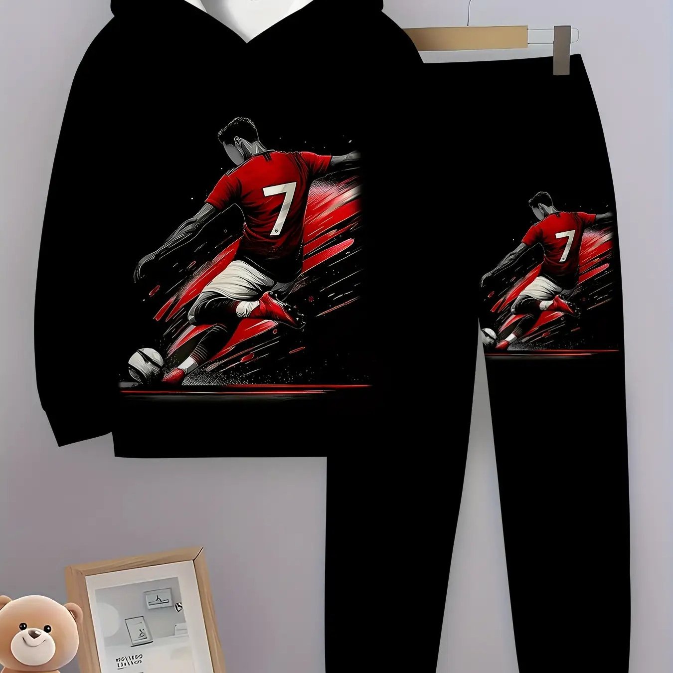 3D Print Long Sleeve Hoodie Set for Boys Regular Fit