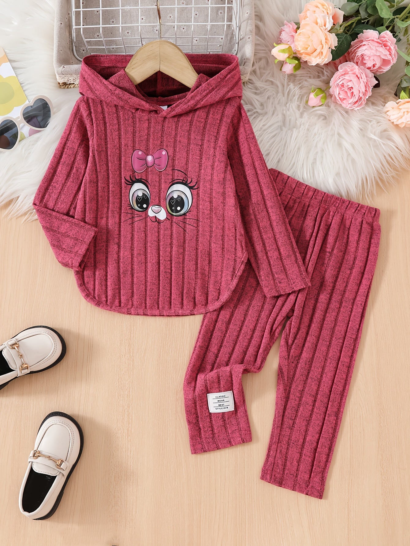 Boho Style Toddler Hoodie And Pants Set Animal Print