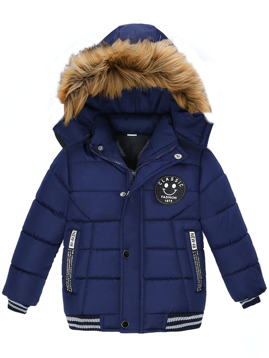 Boys Heavy Duty Winter Jacket With Hood Windproof Kids Coat