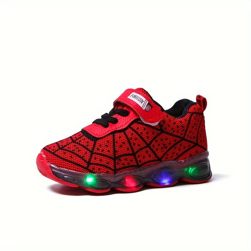 MGO kidss spring and autumn new size 21-36 children's shoes children's luminous shoes boys and girls running shoes baby flashing shoes LED light sneakers mesh spider mesh 1-3-6-9 years old children can wear luminous shoes.