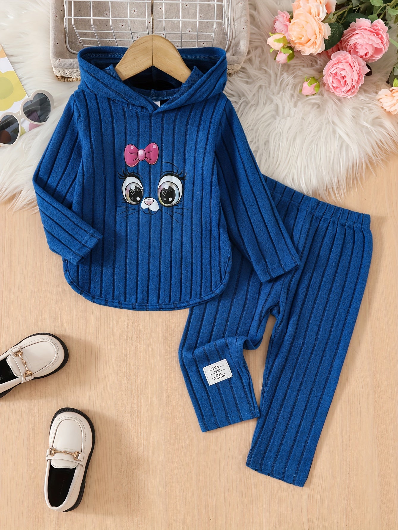 Boho Style Toddler Hoodie And Pants Set Animal Print