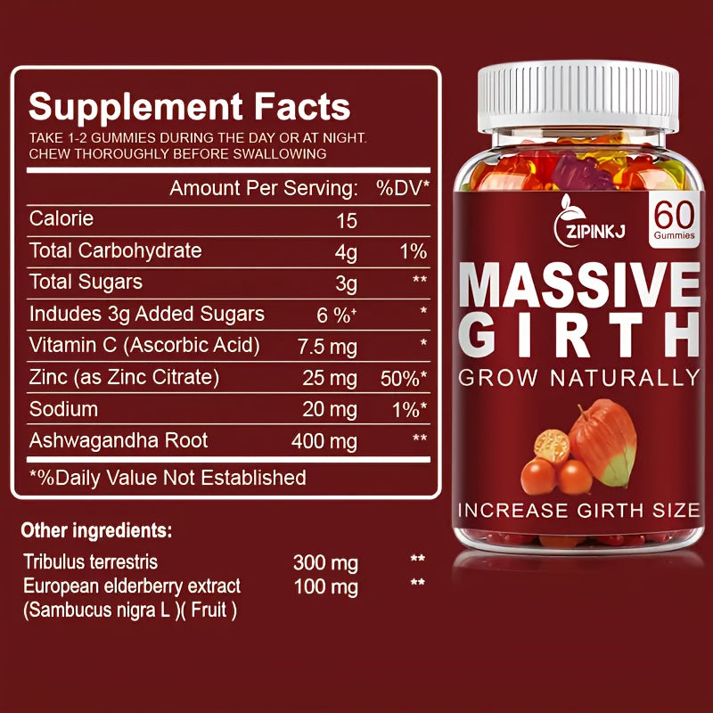 1/2/3 Bottles of Men's Health Gummy Supplement, Help Healthy Vitality Every Day Make Each Other Closer Complex Vitamin Energy Gummies Specially Designed for Men