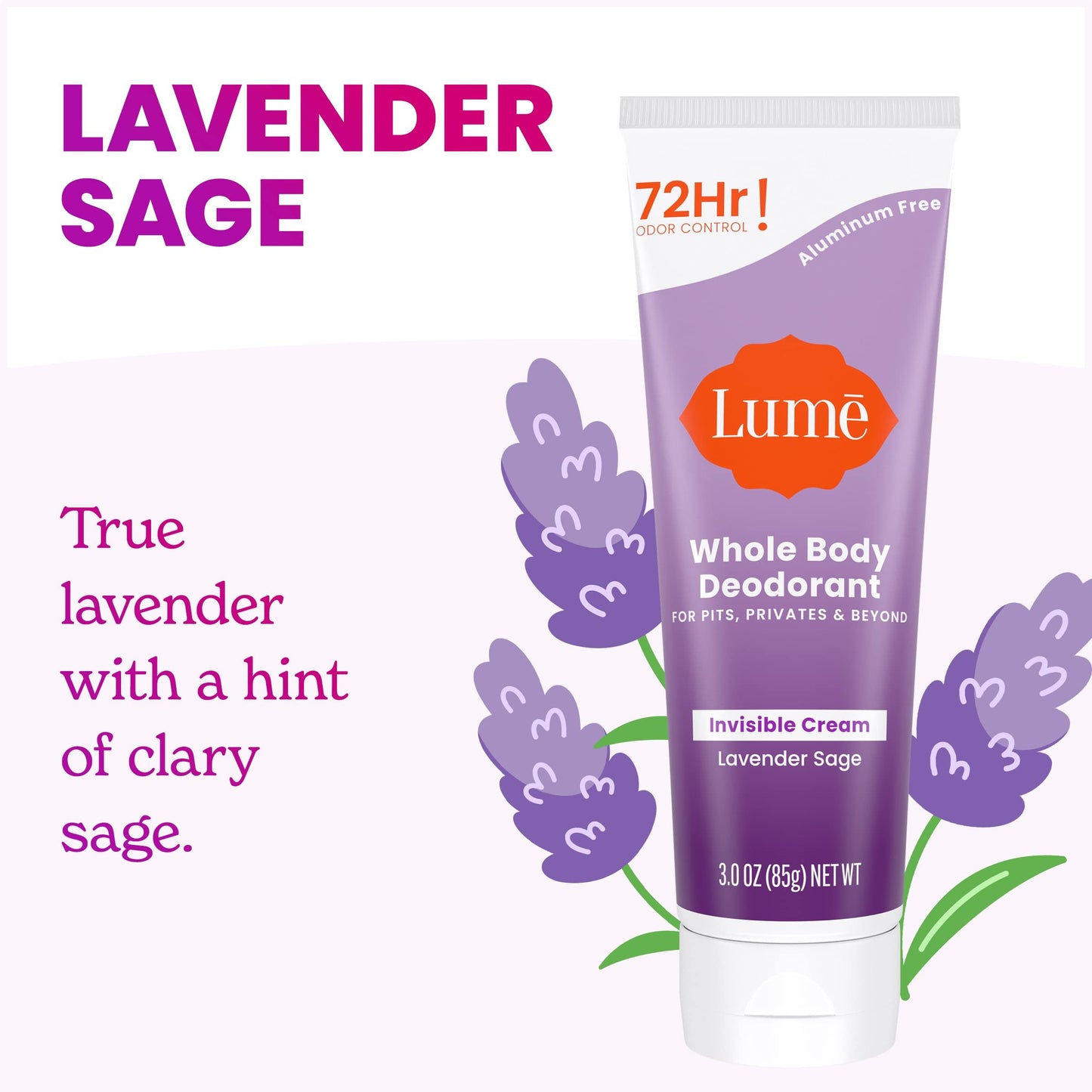 Lume Whole Body Deodorant Invisible Cream Odor Control