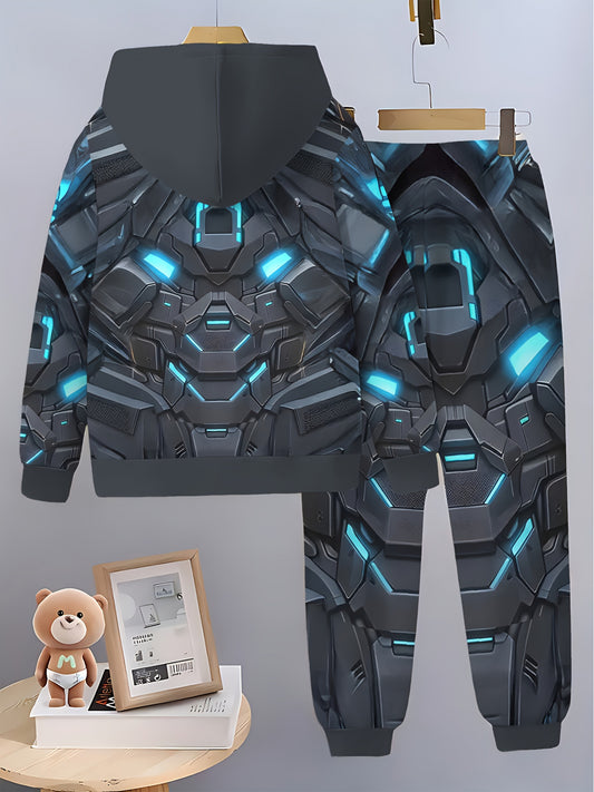 Mecha Warrior 3D Printed 2pc Boys Hooded Sweatshirt And Pants