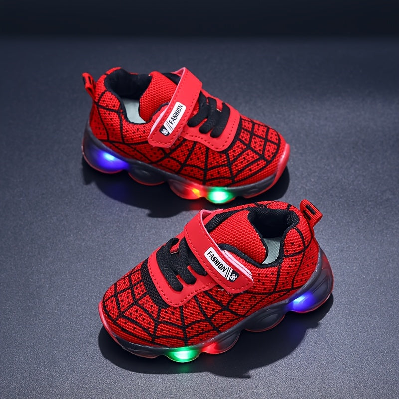 MGO kidss spring and autumn new size 21-36 children's shoes children's luminous shoes boys and girls running shoes baby flashing shoes LED light sneakers mesh spider mesh 1-3-6-9 years old children can wear luminous shoes.