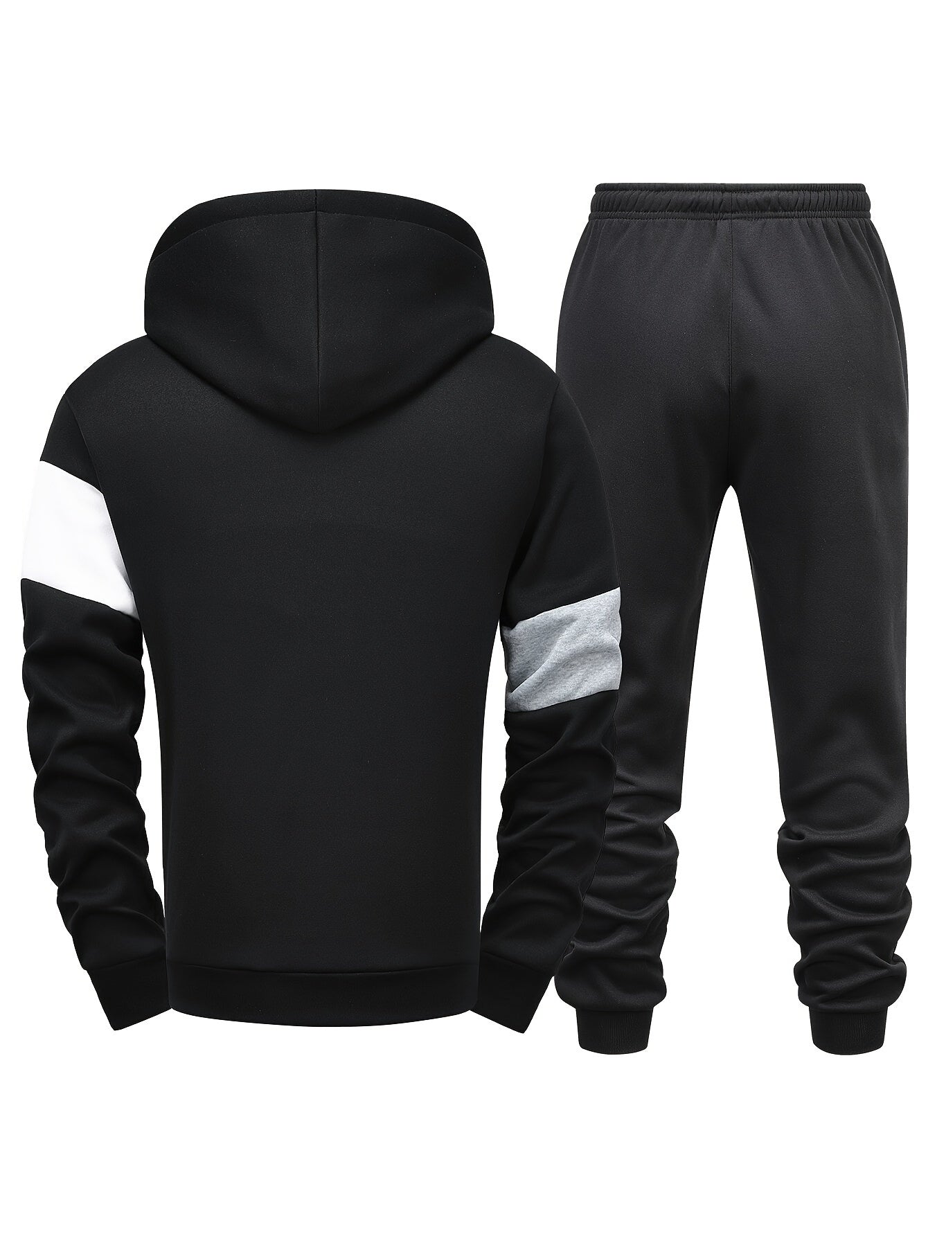 Casual Hooded Sweatshirt And Jogger Set For Men Pockets