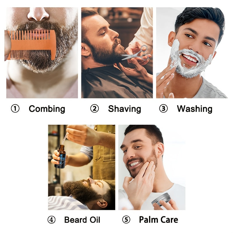 Men's Beard Care Kit and Travel Brush Set for Grooming