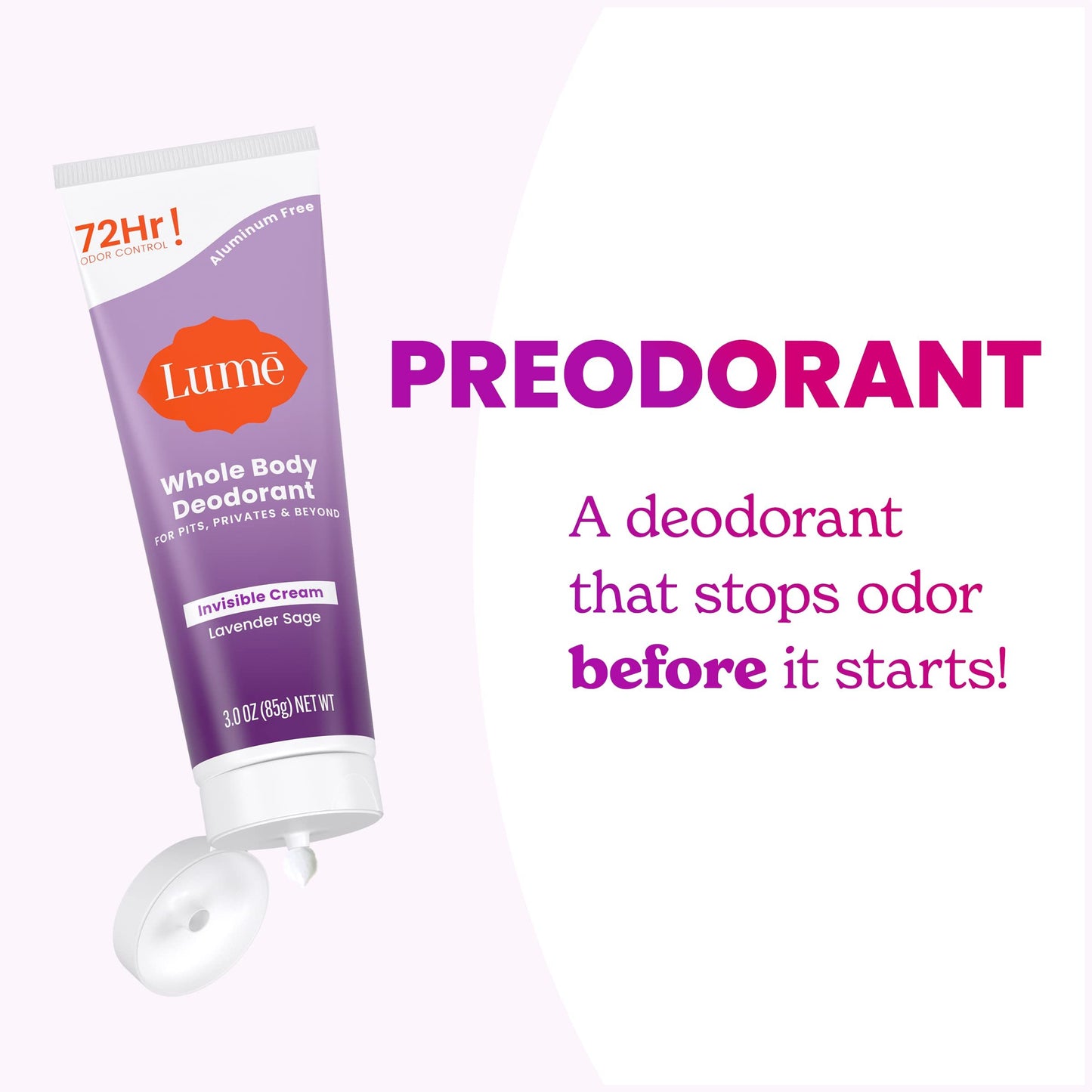 Lume Whole Body Deodorant Invisible Cream Odor Control