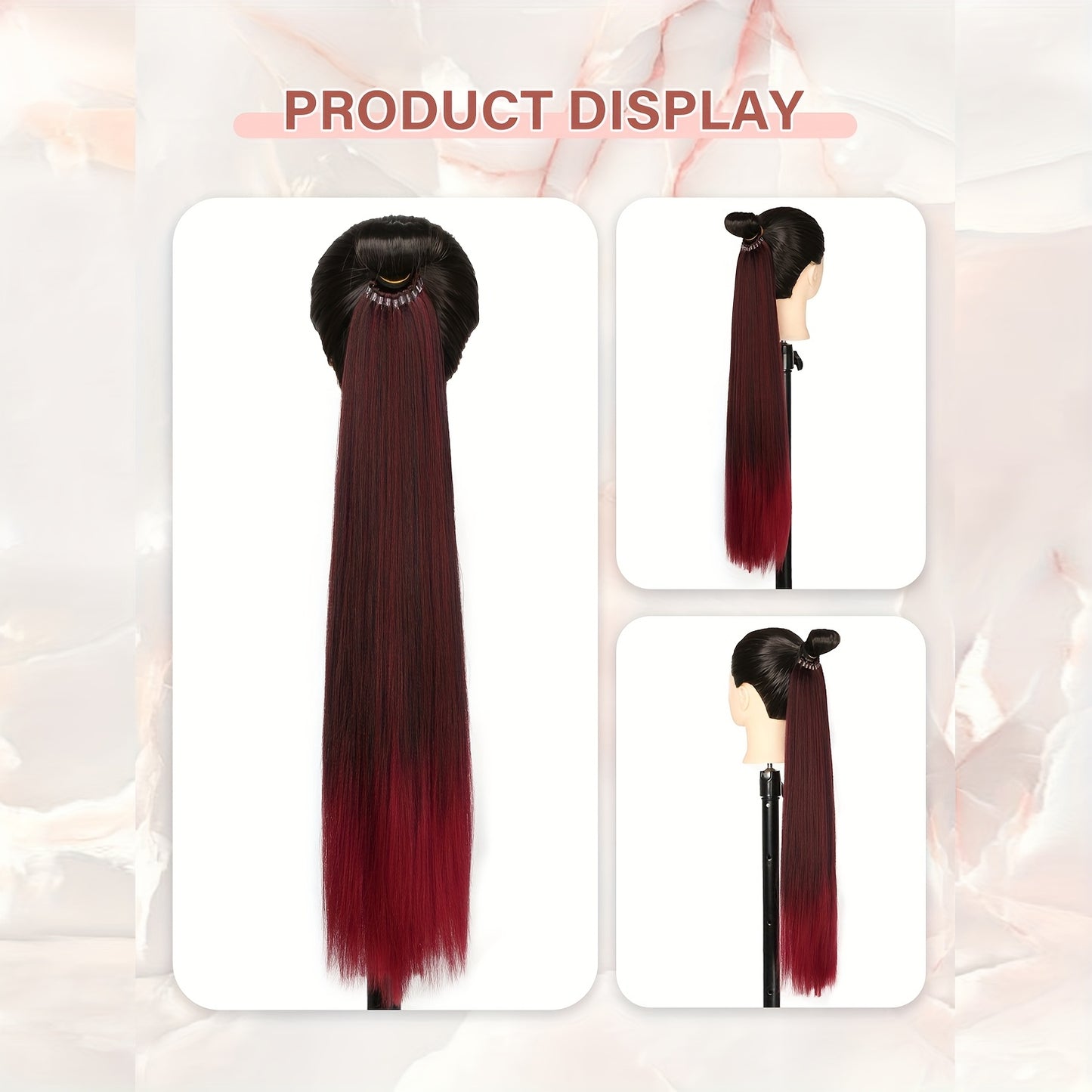 Heat Resistant Synthetic Ponytail Extension With Elastic Band Natural Look