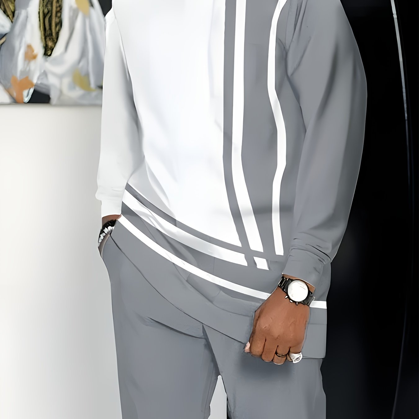 Classic European Mens Long Sleeve Trouser Suit Breathable