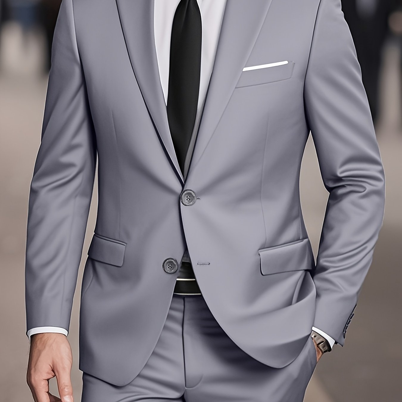 Mens Suit Set Jacket And Trousers Two Piece Formal Wear