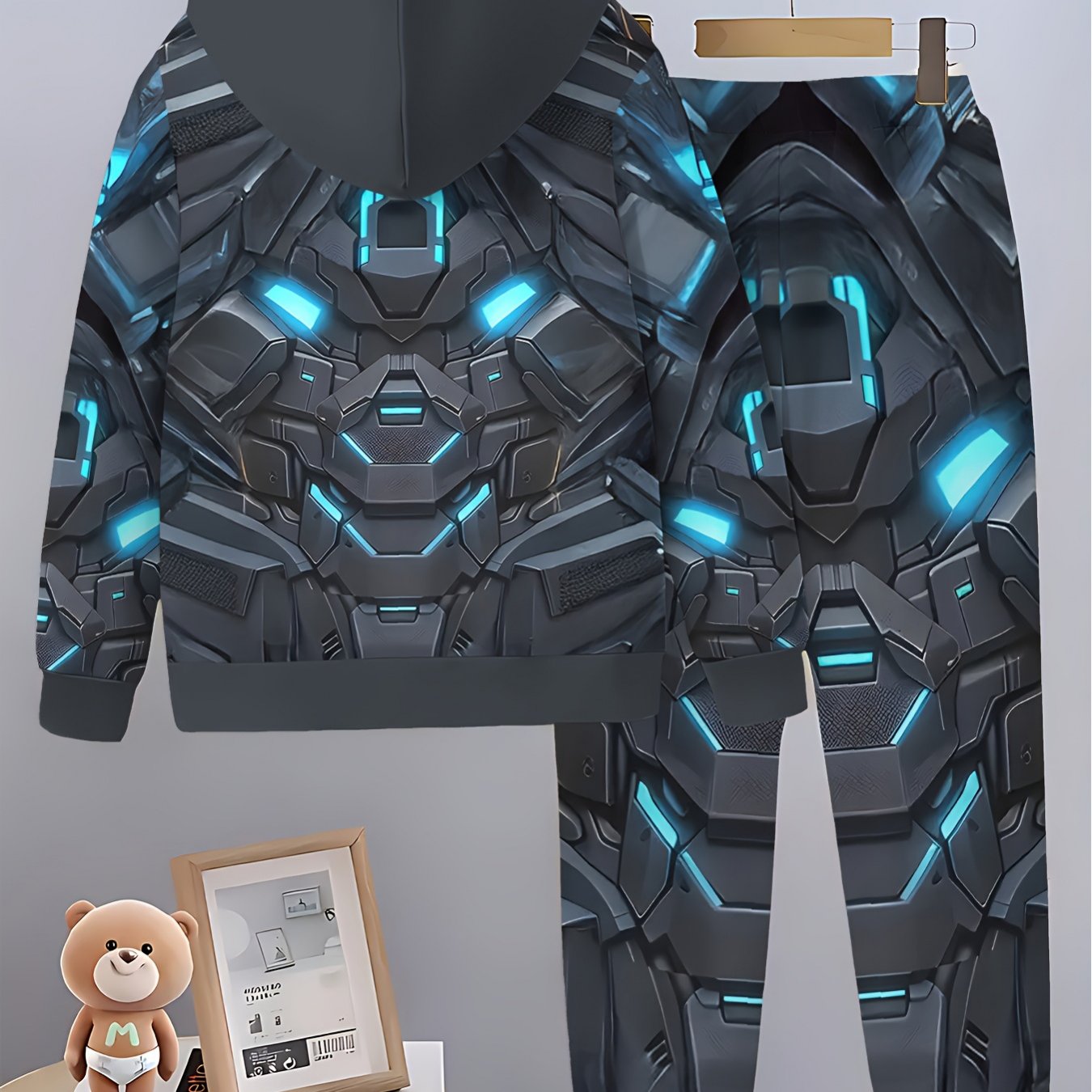 Mecha Warrior 3D Printed 2pc Boys Hooded Sweatshirt And Pants