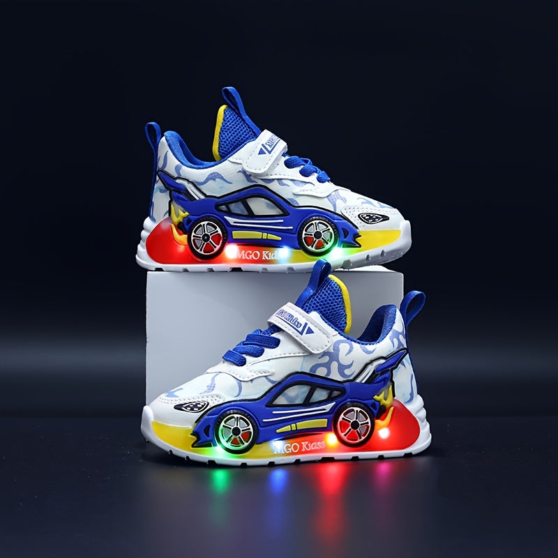 MGO Kidss Cartoon Car And Fire Truck Light Up Sneakers