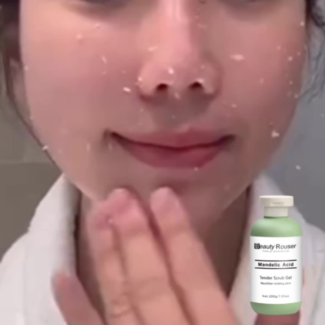 200g/7.05oz Mandelic Acid Scrub Gel - Scrub Cleanser, Contains Aloe & Rose, Moisturizes, Deeply Cleans Pores, for All Light Beige Ttypes, Whole body.