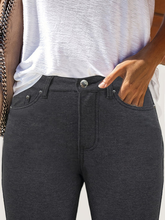 GILIPUR Womens High Waist Stretch Jeans With Metal Button