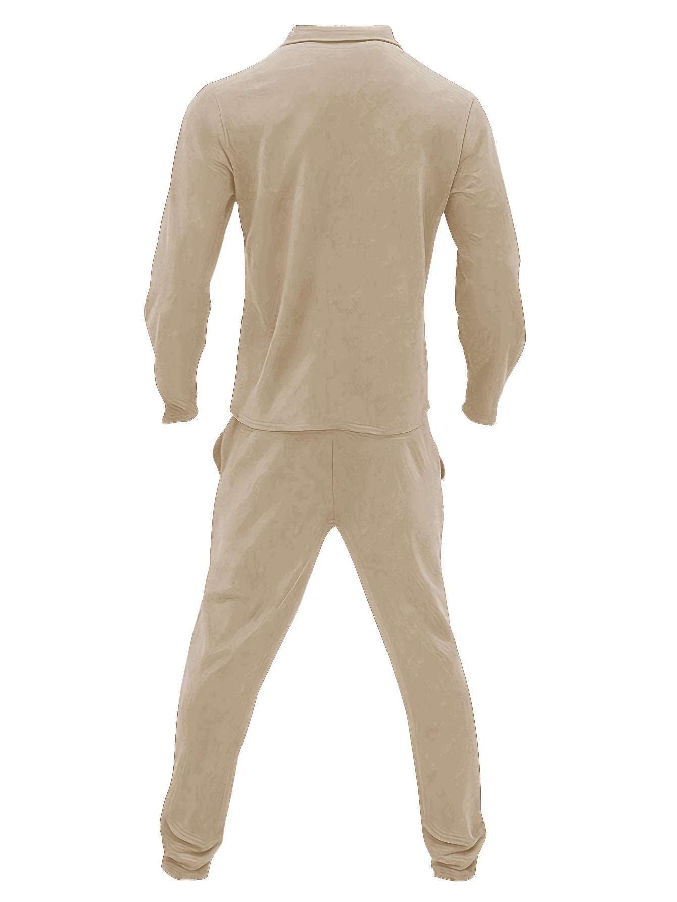 Men's Casual Polyester Suit Set Jacket And Pants Ensemble