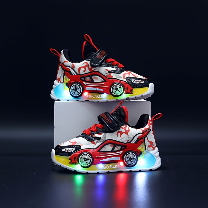 MGO Kidss Cartoon Car And Fire Truck Light Up Sneakers