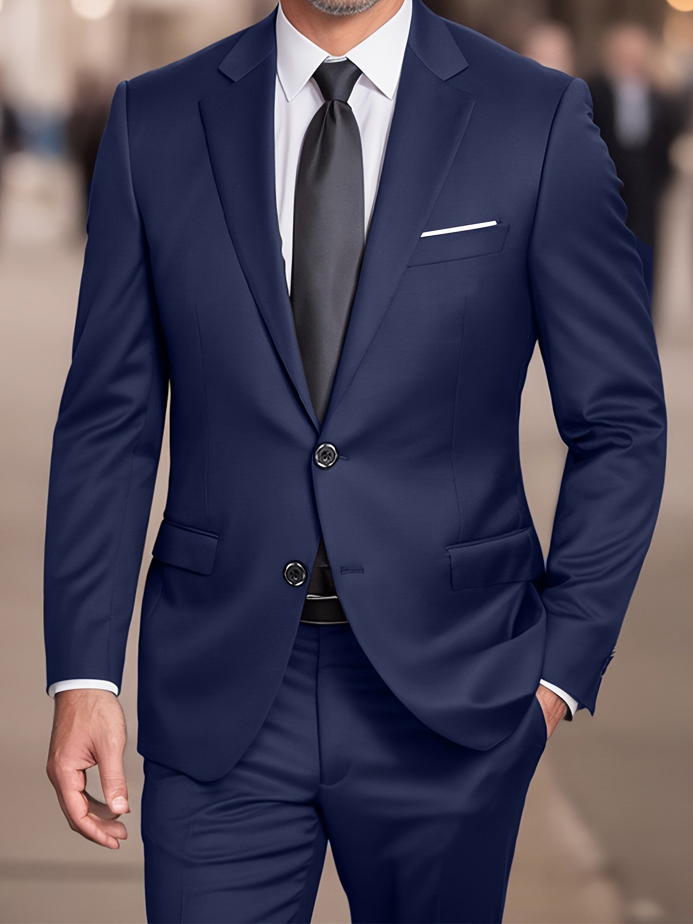 Mens Suit Set Jacket And Trousers Two Piece Formal Wear