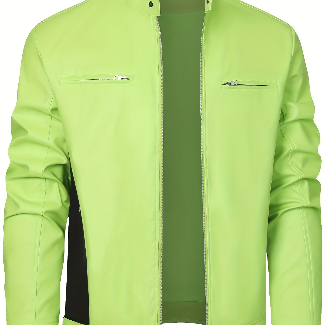 Mens Fleece Lined Motorcycle Jacket With Zipper Pockets