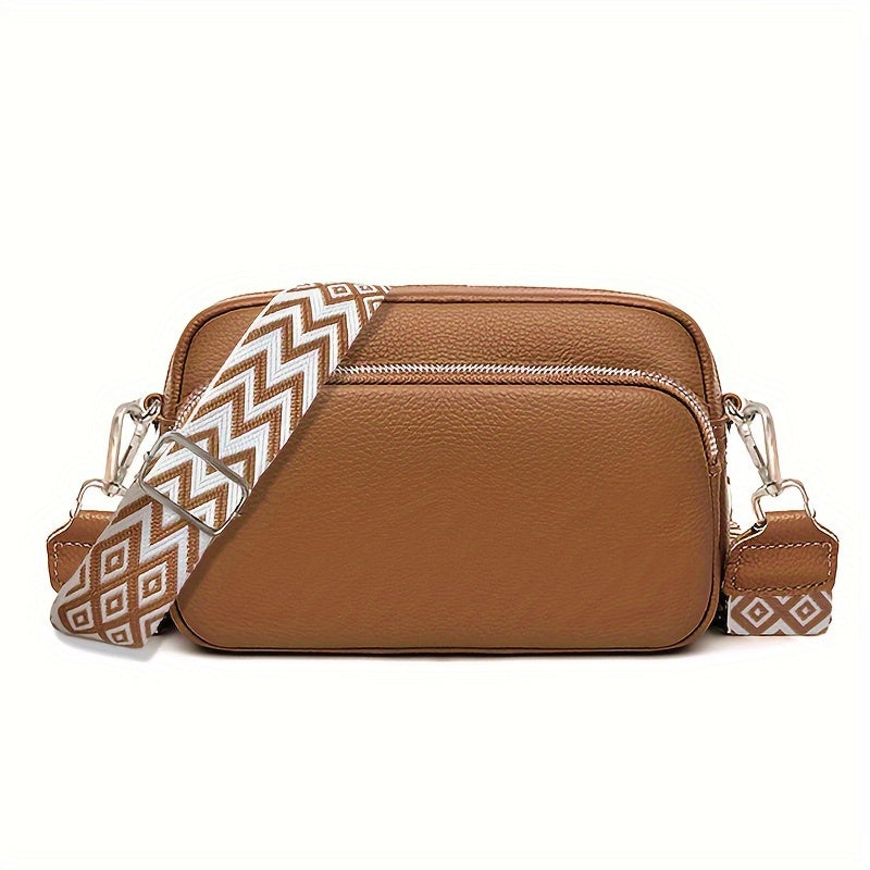 Small Casual Women's Fashion Shoulder Bag, Solid Color Crossbody Purse with Adjustable Geometric Strap
