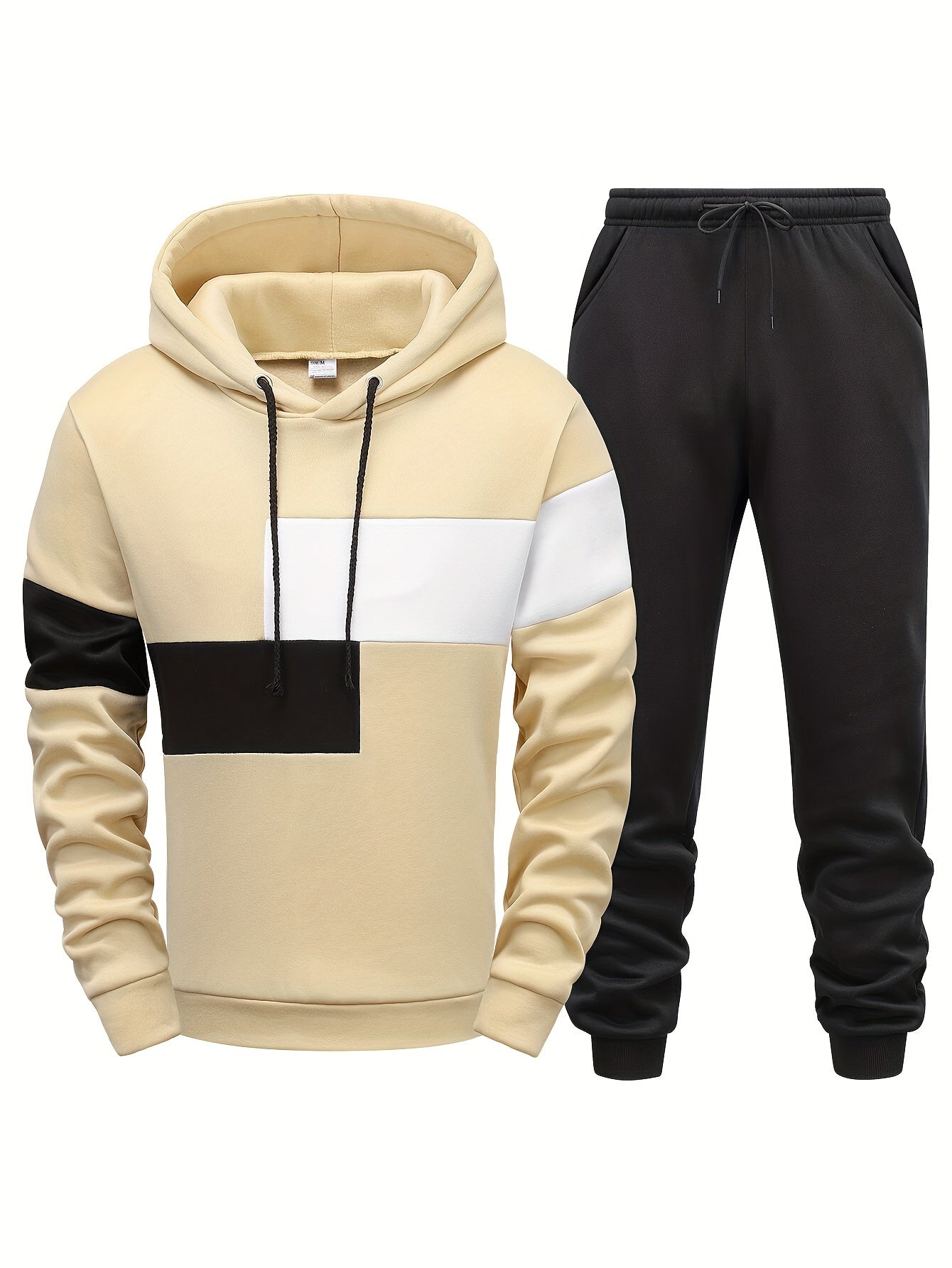 Casual Hooded Sweatshirt And Jogger Set For Men Pockets