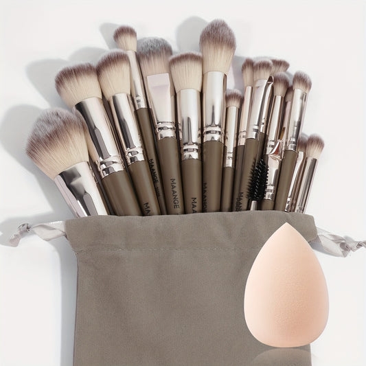 MAANGE 20 Piece Professional Makeup Brush Set With Flannel Bag