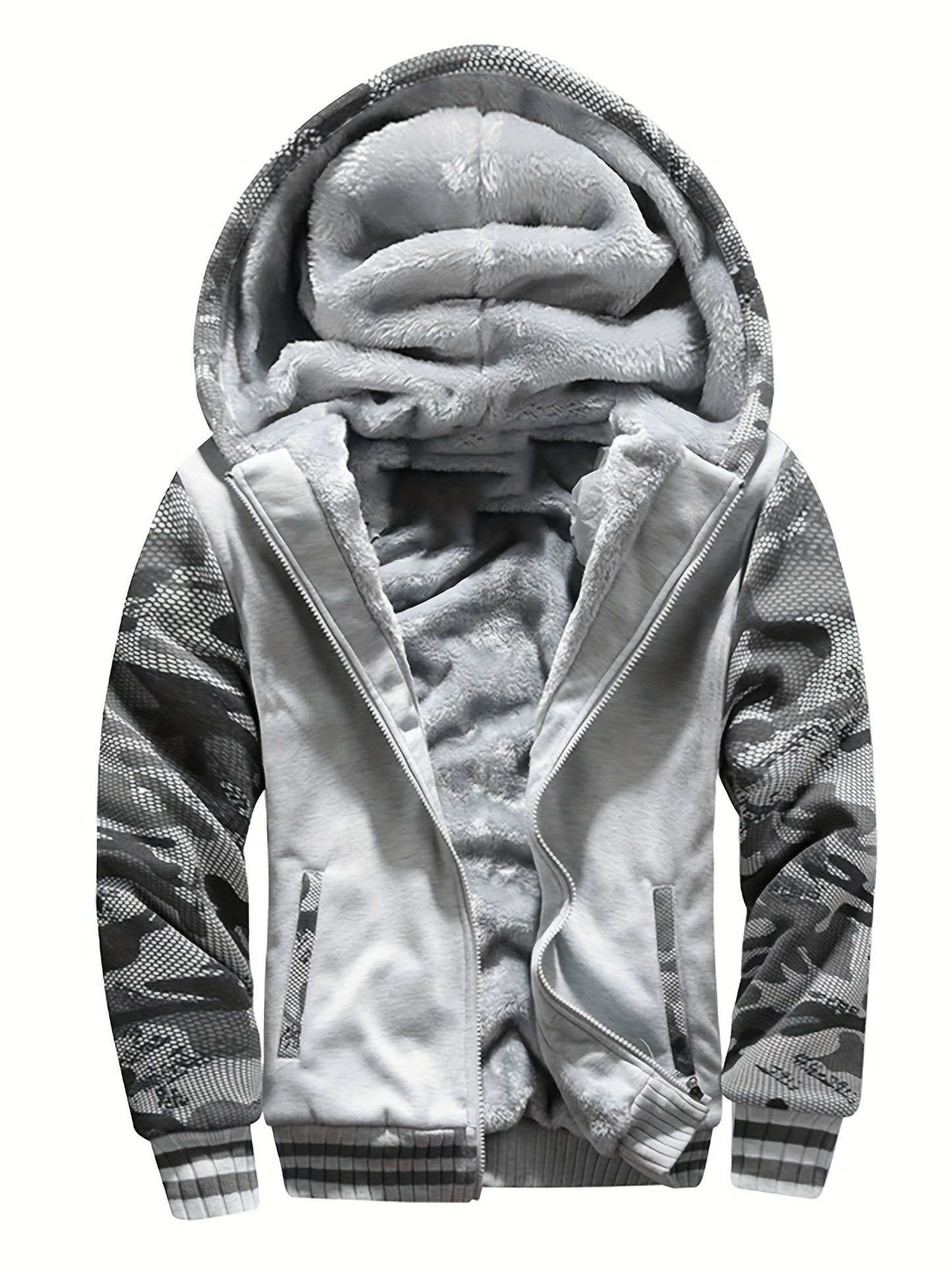 Siteya Warm Fleece Hooded Jacket For Men Casual Outerwear